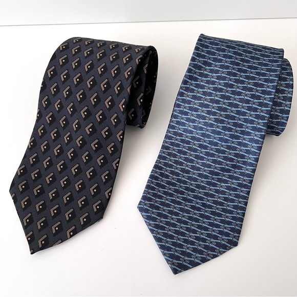 Men's 100% Silk Ties - Blue, Gray, Black - Picture 1 of 8
